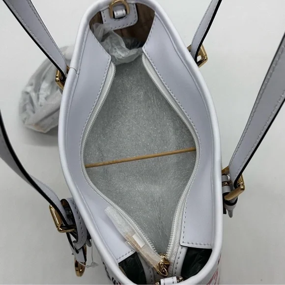 Michael Kors Jet Set Travel Extra-Small Top Zip Tote Bag Rainbow Optic White - Picture 8 of 11